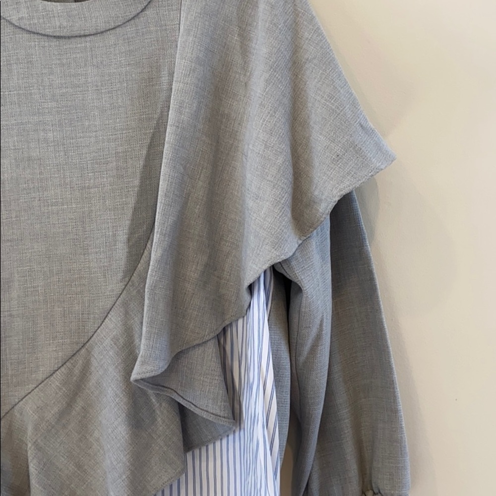 Zara Ruffle Top With Button Down Layer - image 3